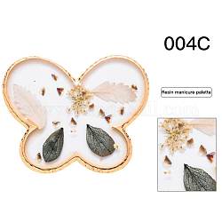 Epoxy Resin Color Palette, Makeup Cosmetic Nail Art Tool, with Alloy Findings, Butterfly, Light Gold, 55x67.5x4mm