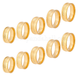 Unicraftale 10pcs 5 tamaño 304 ajustes de anillo de dedo ranurado de acero inoxidable, núcleo de anillo en blanco, para hacer joyas con anillos, dorado, tamaño de EE. UU. 7 1/4~12 1/4 (17.4~21.4 mm), 2pcs / tamaño
