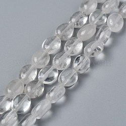 Natürlichem Quarz-Kristall-Perlen Stränge, Bergkristallperlen, Oval, 8x6x3.5~4 mm, Bohrung: 1 mm, ca. 45~52 Stk. / Strang, 15.16~15.74 Zoll (38.5~40 cm)