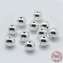 Sterling Silber Zwischenperlen, Runde, Silber, 6 mm, Bohrung: 1.5 mm