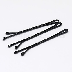 Cottura nero capelli ferro verniciato bobby pins semplice tornante, 50x2x2mm, 30 pc / scheda