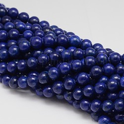 Teints lapis lazuli rondes naturelles perles brins, 8mm, Trou: 1mm, Environ 48 pcs/chapelet, 15.5 pouce
