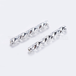 Brass Tube Beads, Tube, Faceted, Silver, 10x1.5mm, Hole: 0.8mm
