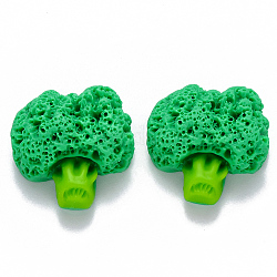 Cabochon decodificati in resina, cibo imitazione, broccoli, verde mare medio, 19x19.5x8~9mm