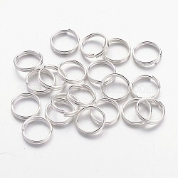 Iron Split Rings, Double Loops Jump Rings, Cadmium Free & Lead Free, Silver Color Plated, 8x0.7mm, about 7.3mm inner diameter, about 6.6mm inner diameter, about 355pcs/50g