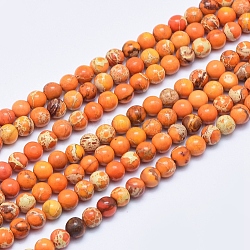 Натуральные имперские нитки из яшмы, окрашенные, круглые, оранжевые, 4 мм, отверстие : 0.5 мм, около 98~102 шт / нитка, 15.7 дюйм