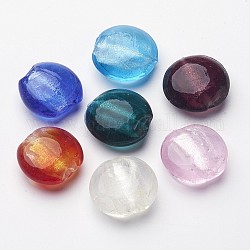 Perline di vetro murano fatto a mano, rotondo e piatto, colore misto, circa20 mm di diametro, 10 mm di spessore, Foro: 2 mm