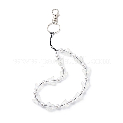 Bracelet porte-clés perlé papillon acrylique transparent, avec des perles en plastique imitation perles, fermoirs pivotants en alliage, floral blanc, 27.5 cm