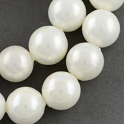 Shell Bead Strands, Imitation Pearl Bead, Grade A, Round, White, 20mm, Hole: 2mm, 20pcs/strand, 15.7 inch