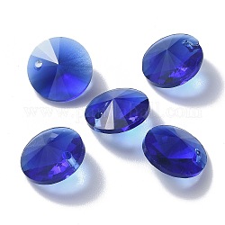 Glas Anhänger / charms, facettiert, Kegel, Blau, 14x7 mm, Bohrung: 1 mm