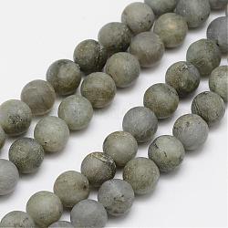 Labradorita natural hebras de abalorios esmerilado, redondo, 4mm, agujero: 1 mm, aproximamente 95 pcs / cadena, 15.4 pulgada