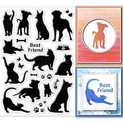 GLOBLELAND Cat Dogs Silhouettes Clear Stamps for DIY Scrapbooking Animals Pet Silicone Clear Stamp Seals for Cards Making Photo Album Journal Home Decoration