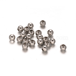 Intercalaires perles rondes en 304 acier inoxydable, couleur inoxydable, 5mm, Trou: 1.5mm