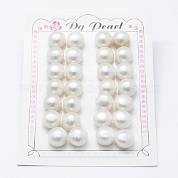 Natur kultivierten Süßwasser Perlen, Klasse 3 a, Hälfte gebohrt, Rondell, Blumenweiß, 12x9 mm, Bohrung: 0.8 mm, zu 28 Stk. / Karton
