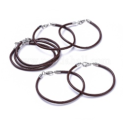 Cowhide Leather Cord Bracelet Making, with Brass Cord Ends, Iron Jump Rings and Alloy Lobster Claw Clasps, Sienna, 200x3mm