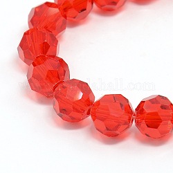 Glass Beads Strands, Faceted(32 Facets), Round, Red, 4mm, Hole: 1mm, about 98pcs/strand, 13.7 inch