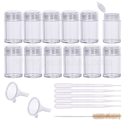 BENECREAT 12 Packs Small Glass Loose Powder Bottle Jars Glitter Containers with Sifter, Cleaning Brush, Funnel and Droppers for Makeup Powder product