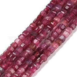 Rosso naturale perline tormalina fili, sfaccettato, cubo, 2.5x2.5x2.5mm, Foro: 0.5 mm, circa 186~188pcs/filo, 15.16~15.35 pollice (38.5~39 cm)