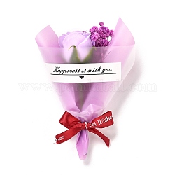 Tema del día de san valentín mini ramo de flores secas, con la cinta, para decoraciones de embalaje de caja de regalo, rosa perla, 110x81x31mm