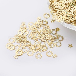 Schmuckzubehör Kunststoff Paillette / Pailletten Perlen, flach rund mit Stern, golden, 6x0.1 mm