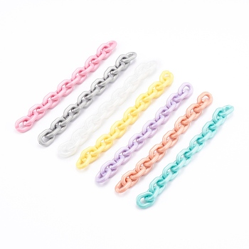 Handmade Opaque Acrylic Cable Chains, Round Ring, Mixed Color, 19x14x4mm, about 39.37 inch(1m)/strand