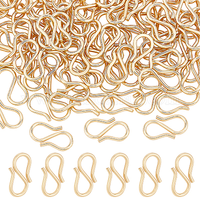 Wholesale BENECREAT 100Pcs 18K Real Gold Plated S-Hook Clasps 