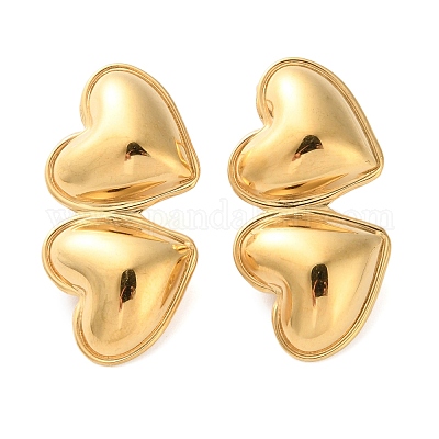 Ohrstecker Herz aus Edelstahl für Damen&nbsp;EJEW-Z074-02G-1