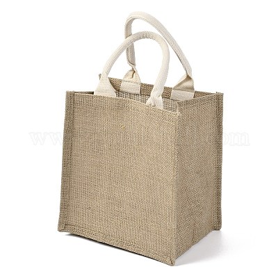 LARGE Open Jute Bag with Cotton Handles - 35cm- CHRISTMAS