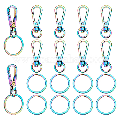 Wholesale PH PandaHall 20pcs Rainbow Swivel Clasps Set 10pcs Metal 1.5 Trigger  Snap Hooks Lanyard Keychain Hook with 10pcs 25mm/0.98 Stainless Steel Flat Key  Ring for Purse Strap Keys Bag Pendant Dog