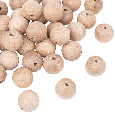 50Pcs Round Wood Spacer Bead Wooden Ball Beads DIY Craft Jewelry 