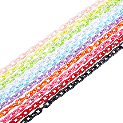 Wholesale PandaHall Elite 10 Strands 10 Colors Handmade Opaque Acrylic  Cable Chains 