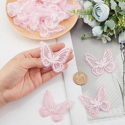 30PCS organza butterfly appliques Sewing Butterflies Embellishments Wedding