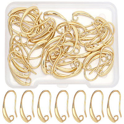 SUPERFINDINGS 40Pcs Brass Earring Hooks Real 18K Gold Plated Lever Back  Earwires 19x10x2mm Earrings Making Findings with Loop for DIY Crafting  Jewelry