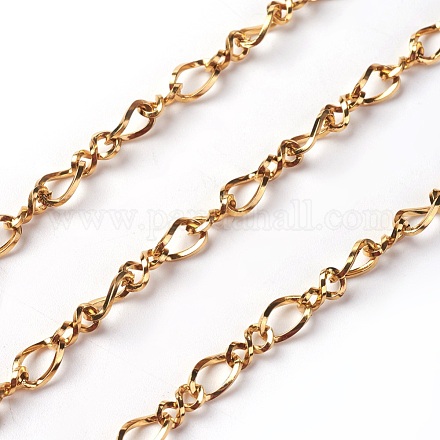 3.28 Feet Ion Plating(IP) 304 Stainless Steel Figaro Chains X-CHS-I001-09G-1