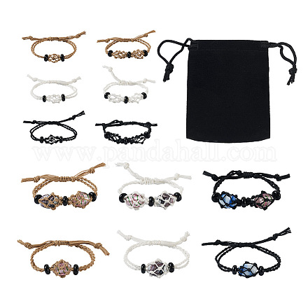 Fashewelry 6pcs cordon en polyester ciré tressé réglable macramé pochette fabrication de bracelet BJEW-FW0001-04-1