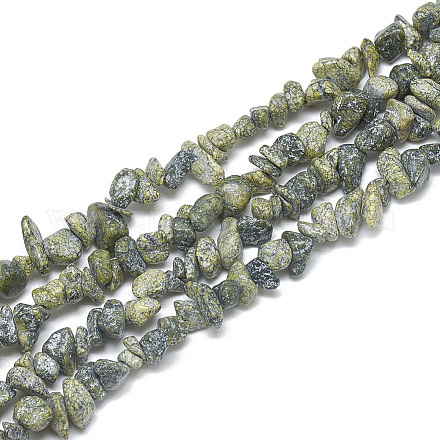 Cordón natural serpentina / verde cuentas de piedra hebras G-S314-35-1