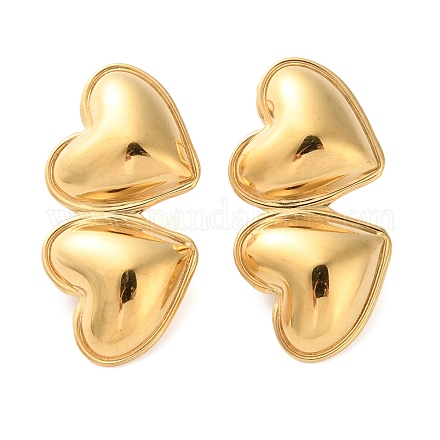 Ohrstecker Herz aus Edelstahl für Damen&nbsp;EJEW-Z074-02G-1