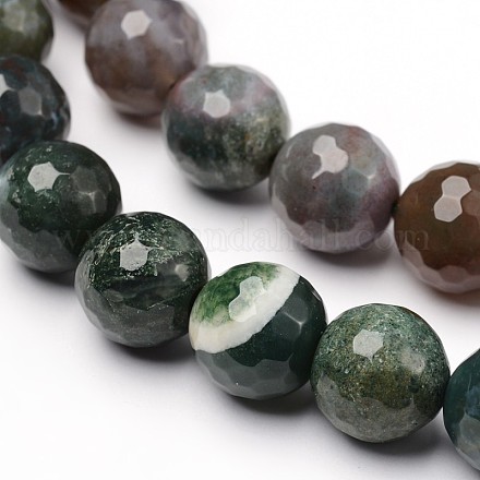 Faceted Round Natural Indian Agate Bead Strands G-L377-25-12mm-1