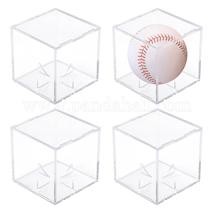 CHGCRAFT 4Pcs Baseball Display Cases Square Acrylic Baseball Storage Box for Showcase Autograph Ball Protector Display ODIS-WH0002-78-1