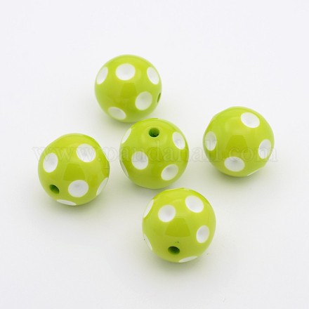 丸い水玉バブルのアクリルビーズ  ラウンド  黄緑  20x19mm  穴：3mm  5mmラインストーンのために合う。 X-SACR-S146-20mm-03-1