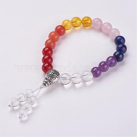 Bracelets extensibles avec perles de pierre précieuse naturelle BJEW-JB02893-1