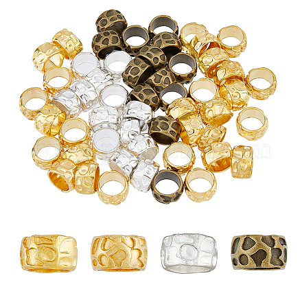 Dicosmétique 80 pièces 4 couleurs baril perles d'espacement en vrac rondelle perles d'espacement perles à grand trou perles en métal de 10 mm perles européennes de style tibétain perles en alliage pour bracelets fabrication de bijoux FIND-DC0002-61-1