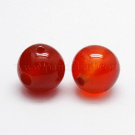 3-Hole Dyed Natural Red Agate Round Beads G-N0012-6mm-18-1