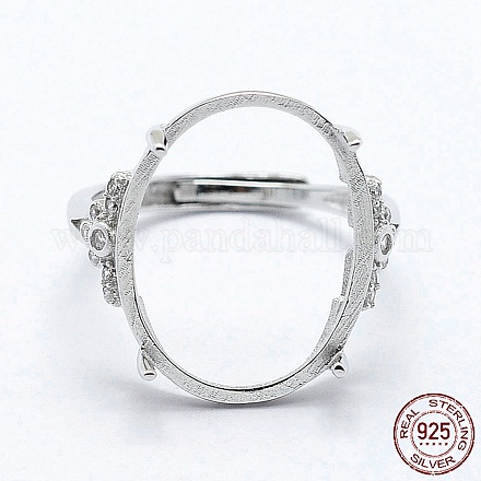 Componenti per anello da dito in argento sterling placcato rodio STER-G027-06P-1