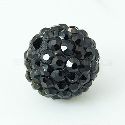 8mm Jet Color Grade A Round Polymer Clay Micro Pave Rhinestone Disco Ball Beads X-RB-H258-8MM-280-1