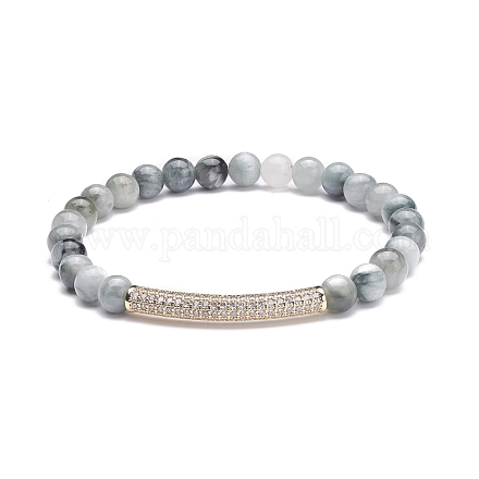 Bracelet extensible en perles d'oeil de faucon naturelles rondes pour fille femme BJEW-JB07151-01-1