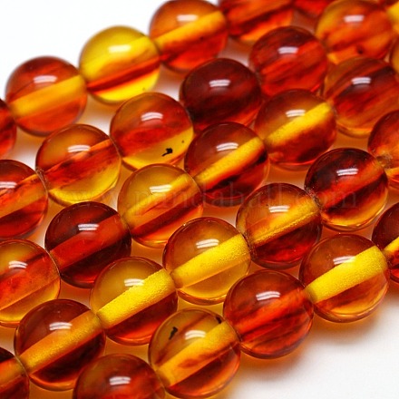 Buddhist Jewelry Beaded Findings Resin Imitation Blood Amber Round Bead Strands X-RESI-L002-6mm-G010-1