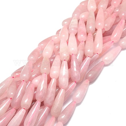 Granos naturales de abalorios de cuarzo rosa G-E576-32-1