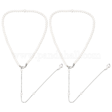 Benecreat 2 Stück weiße Perlen-Hintergrund-Halskette NJEW-FG0001-03-1