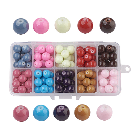 10 couleurs de perles de verre peintes DGLA-JP0001-04-10mm-1